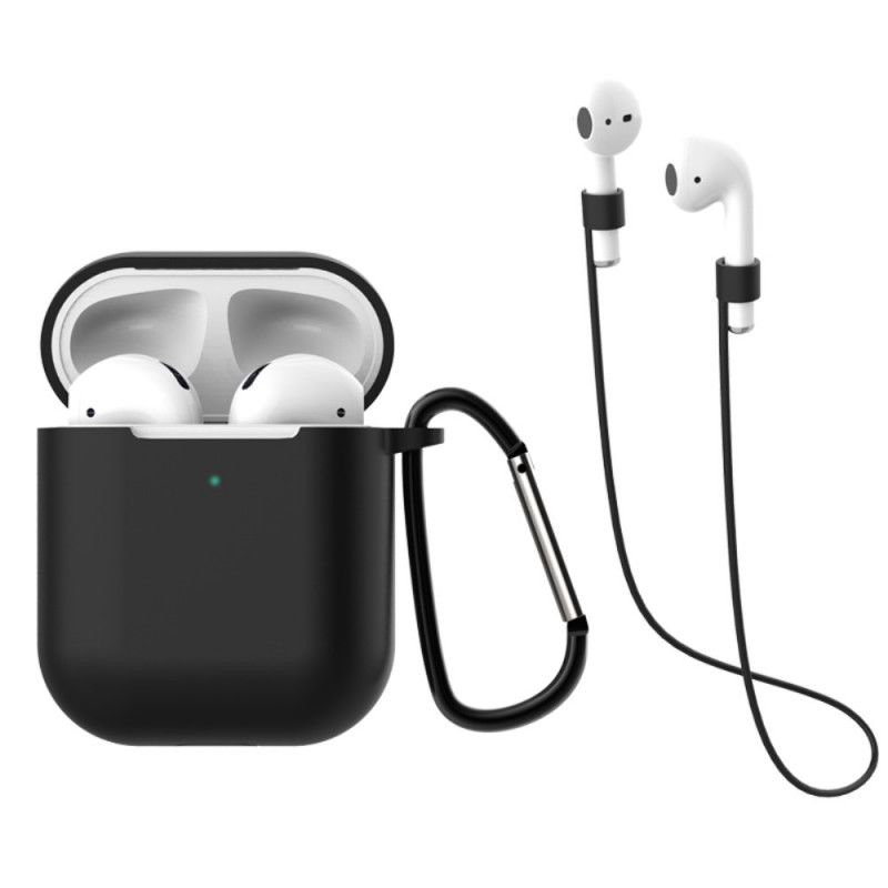 Skal AirPods Svart Med Karbinhake Och Sladd