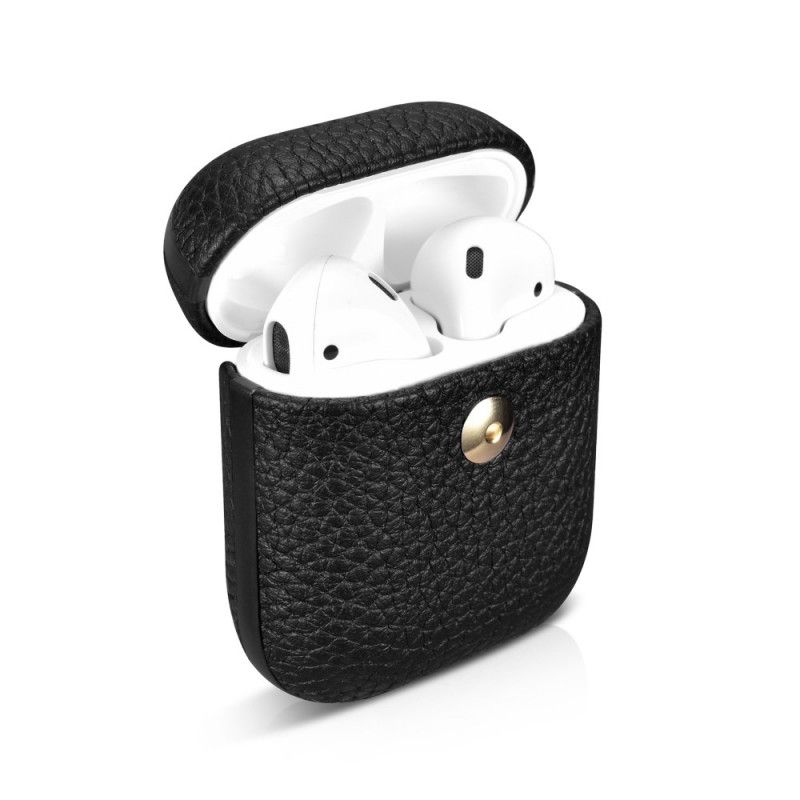 Skal för AirPods Svart Äkta Lyxigt Isläder