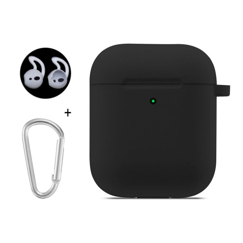 Skal för AirPods Svart Med Hörlursskydd Och Hattprins Karbinhake