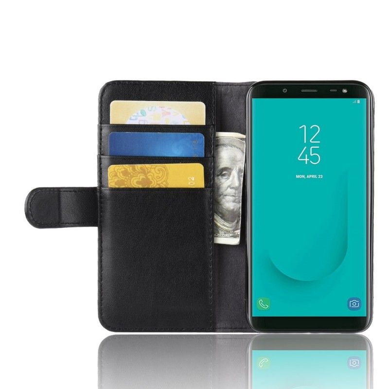 Läderfodral Samsung Galaxy J6 Svart Mobilskal Delat Läder