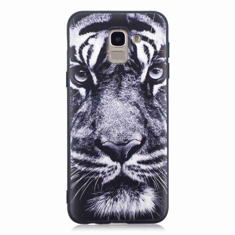 Skal för Samsung Galaxy J6 Svartvit Tiger