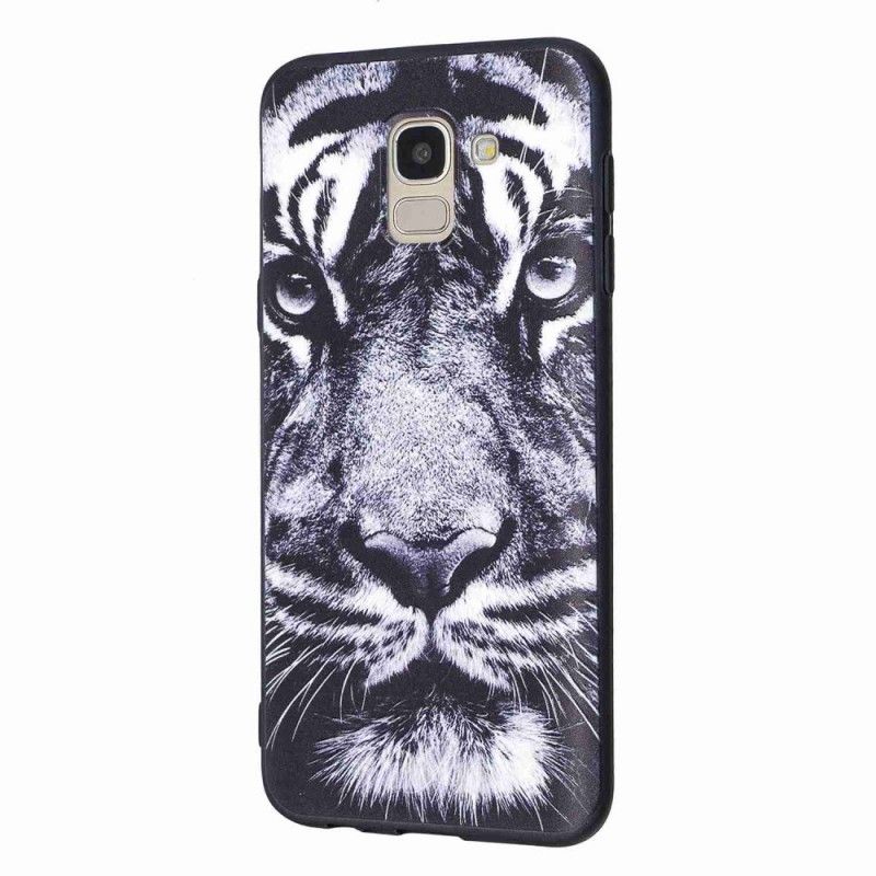 Skal för Samsung Galaxy J6 Svartvit Tiger