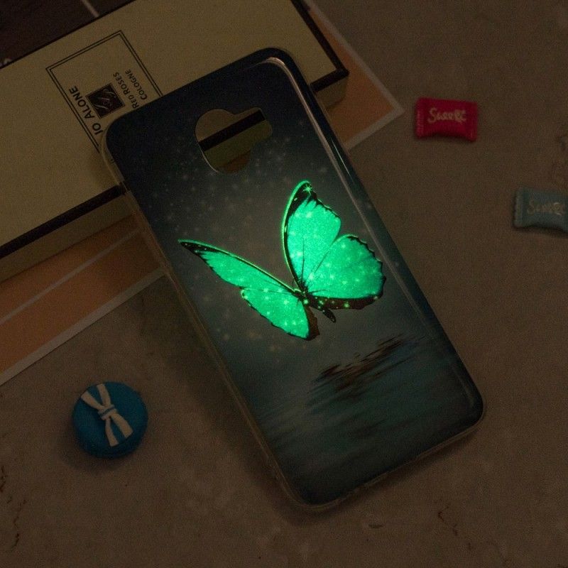 Skal Samsung Galaxy J6 Fluorescerande Blå Fjäril