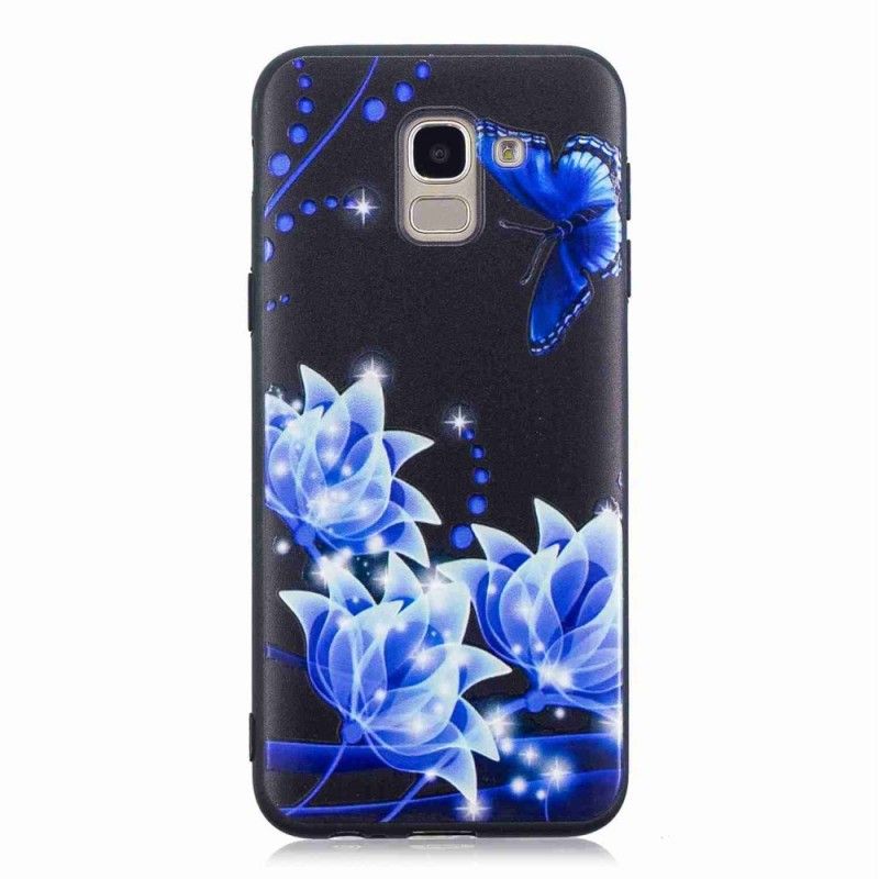 Skal Samsung Galaxy J6 Mobilskal Fjäril Och Blå Blommor