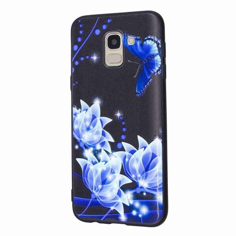 Skal Samsung Galaxy J6 Mobilskal Fjäril Och Blå Blommor