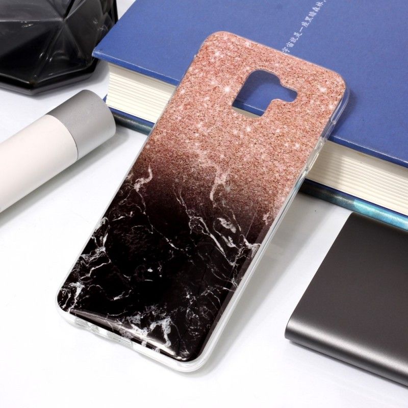Skal Samsung Galaxy J6 Svart Glitter I Marmor