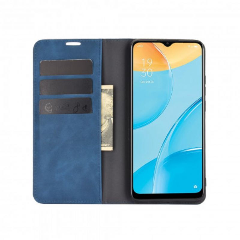 Folio-fodral För Oppo A15 Silk Mjukt Läder Effekt