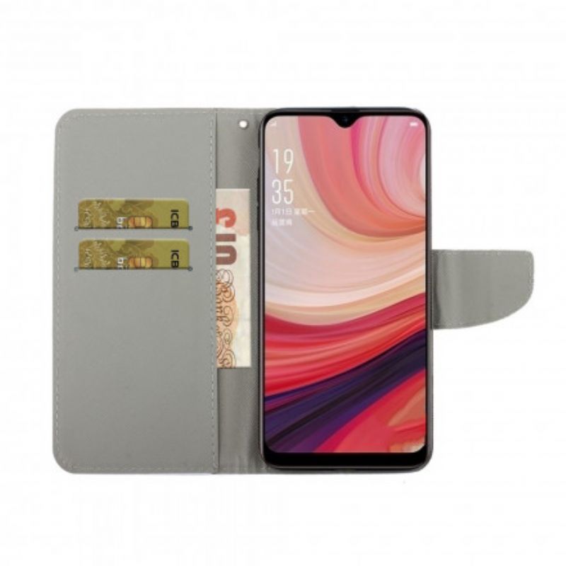 Läderskal Fodral Oppo A15 Patchwork Med Rem