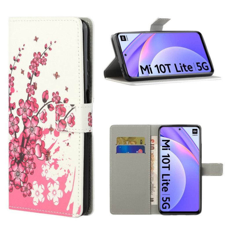 Fodral Xiaomi Mi 10T Lite 5G / Redmi Note 9 Pro 5G Magenta Tropiska Blommor