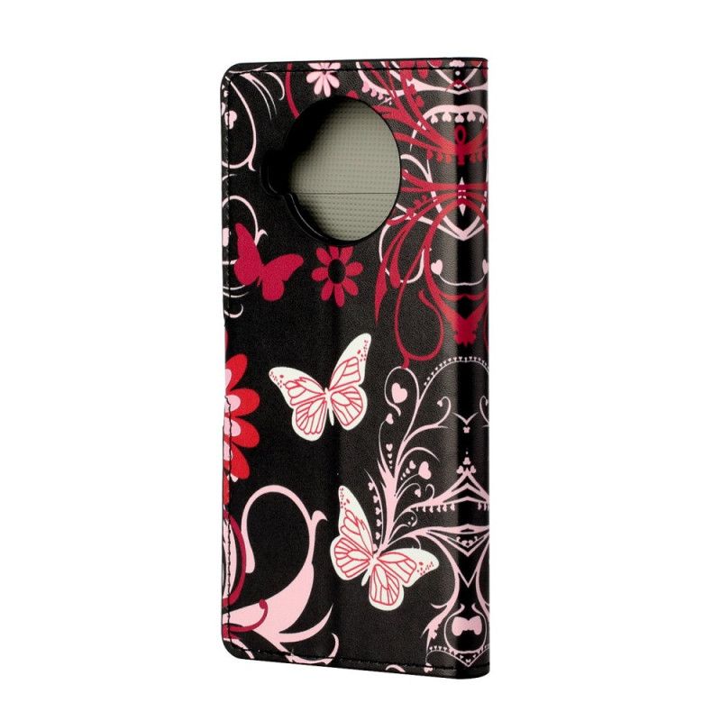 Fodral Xiaomi Mi 10T Lite 5G / Redmi Note 9 Pro 5G Svart Fjärilar Och Blommor