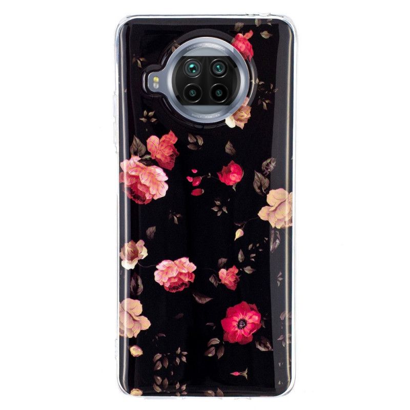 Skal Xiaomi Mi 10T Lite 5G / Redmi Note 9 Pro 5G Grå Fluorescerande Blommor