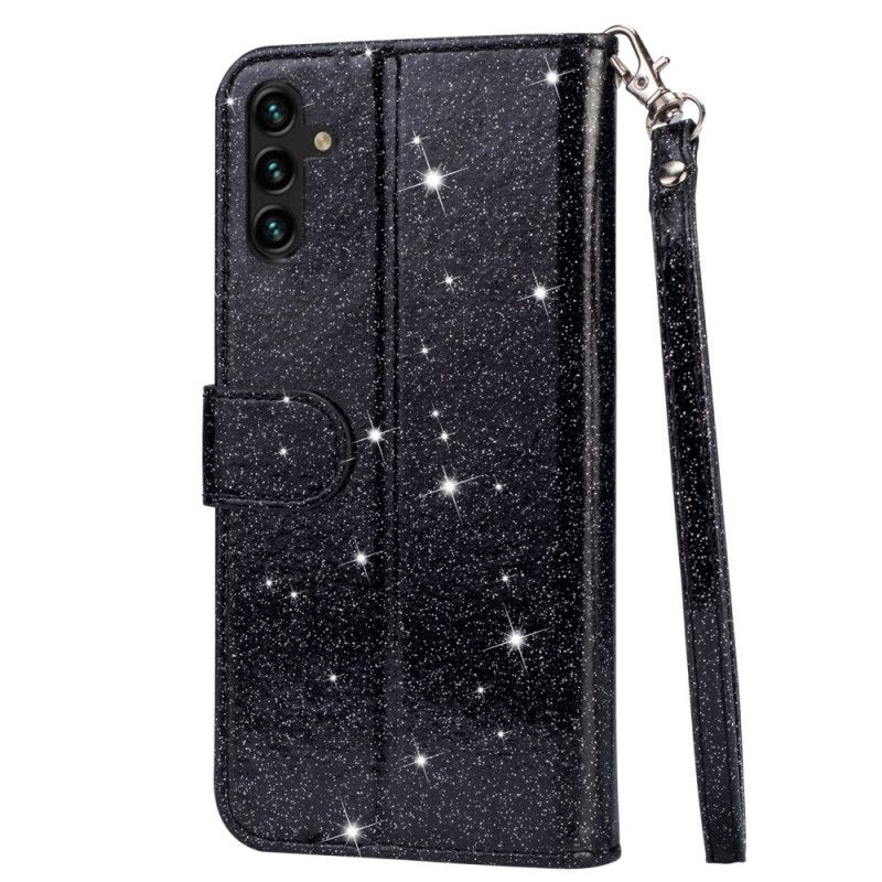 Läderfodral Samsung Galaxy A15 Telefonfodral Glitter Front Myntväska