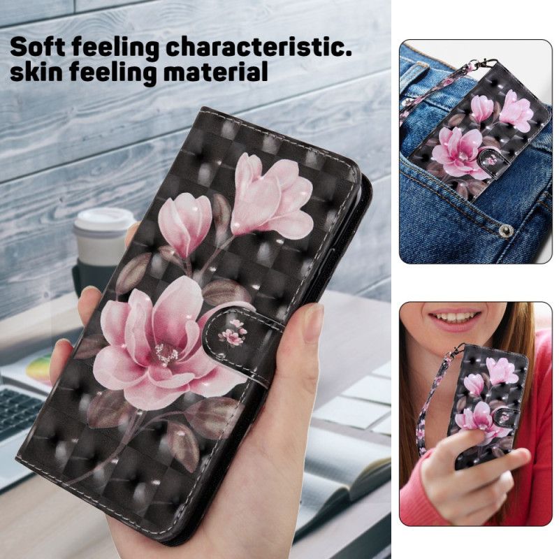 Skyddsfodral Samsung Galaxy A15 Blommande Blommor Med Rem