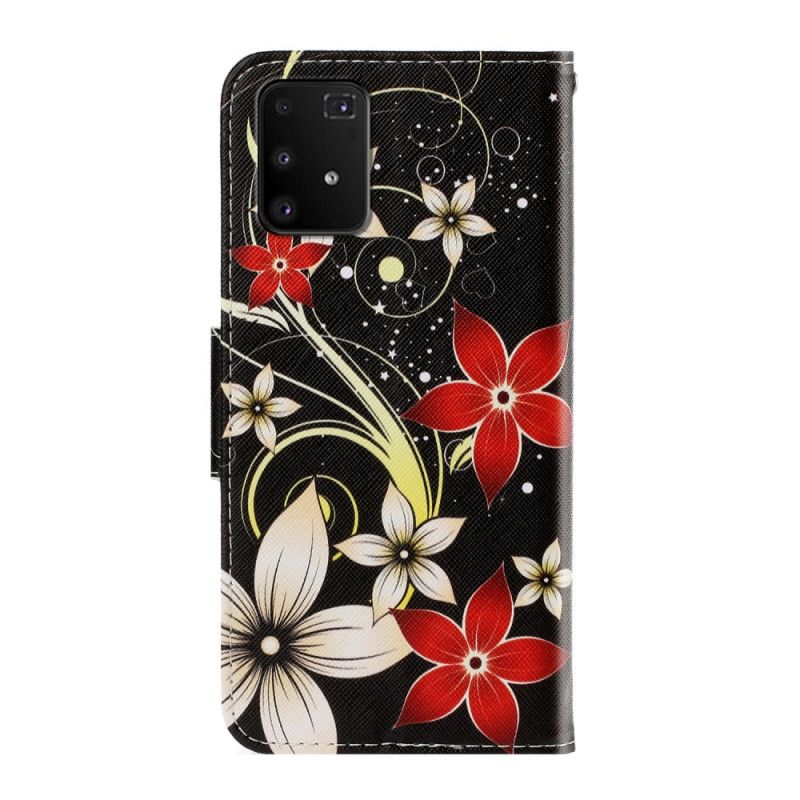 Fodral för Samsung Galaxy S10 Lite Färgglada Blommor Med Rem