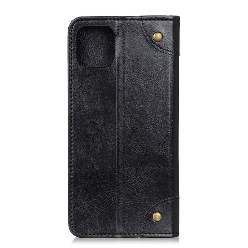 Folio-fodral Samsung Galaxy S10 Lite Svart Vintage Split Lädernitar