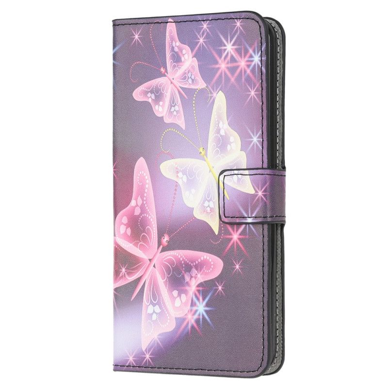Läderfodral Samsung Galaxy S10 Lite Mobilskal Neonfjärilar