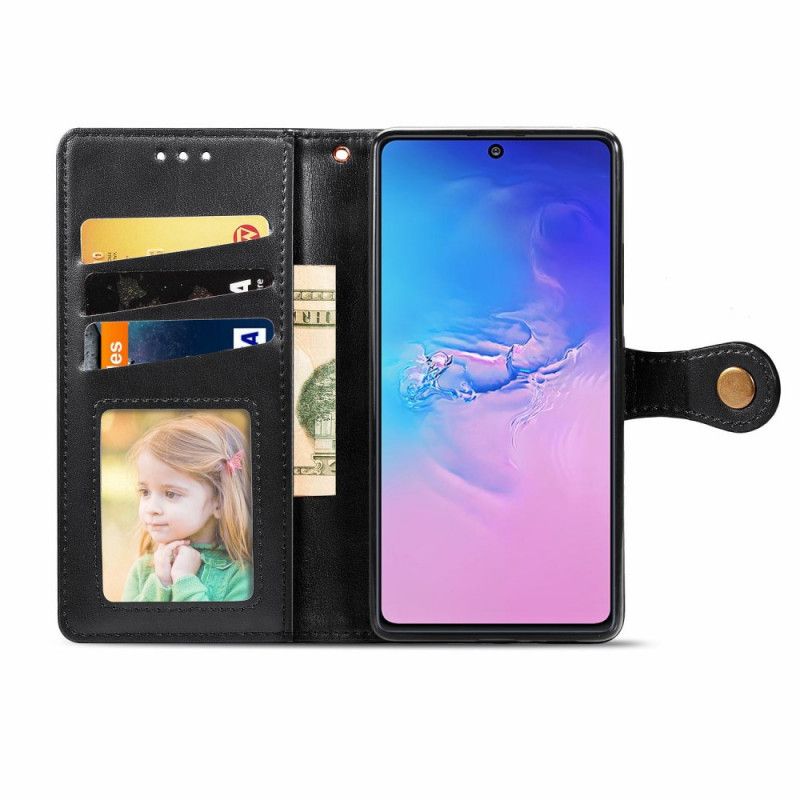 Skyddsfodral Samsung Galaxy S10 Lite Svart Konstläder Och Vintagelås