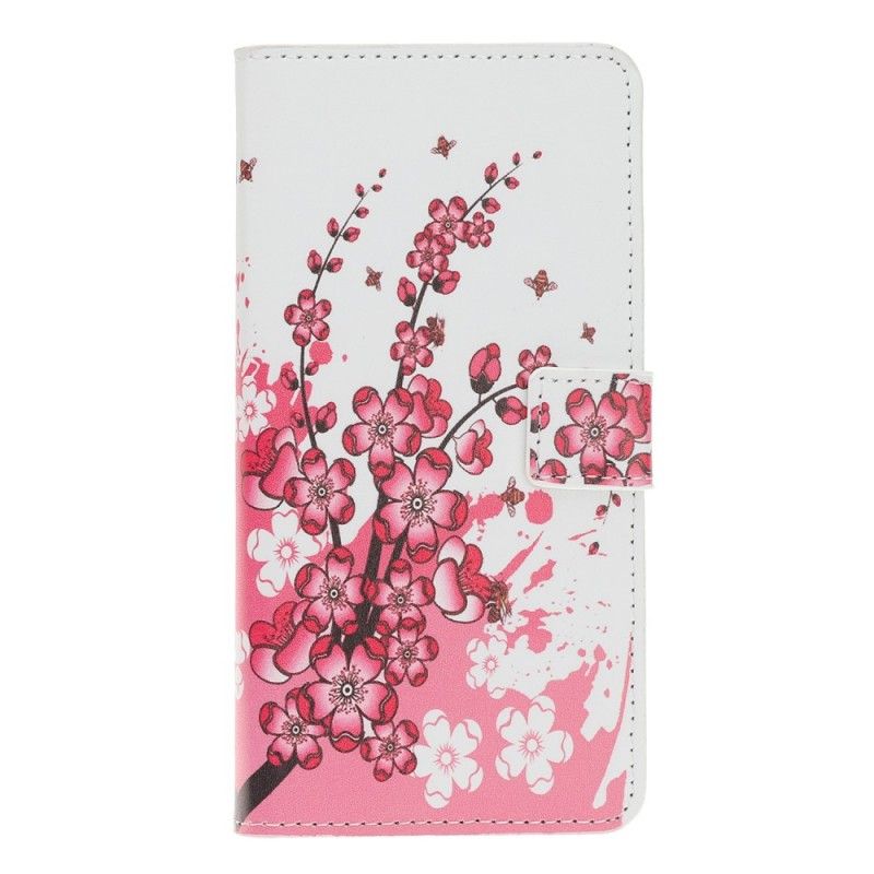 Fodral Samsung Galaxy A70 Magenta Tropiska Blommor