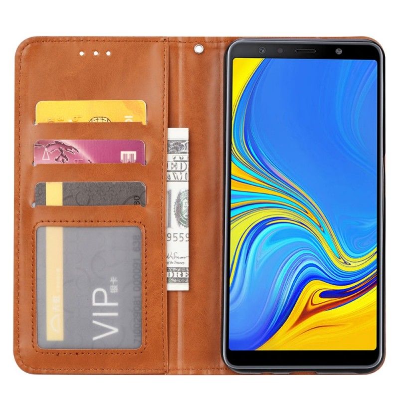 Folio-fodral Samsung Galaxy A70 Svart Mobilskal Korthållare I Konstläder