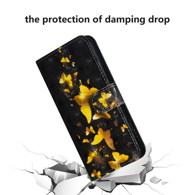 Läderfodral Samsung Galaxy A70 Mobilskal Gula Fjärilar