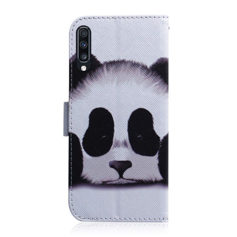 Läderfodral Samsung Galaxy A70 Mobilskal Panda Ansikte