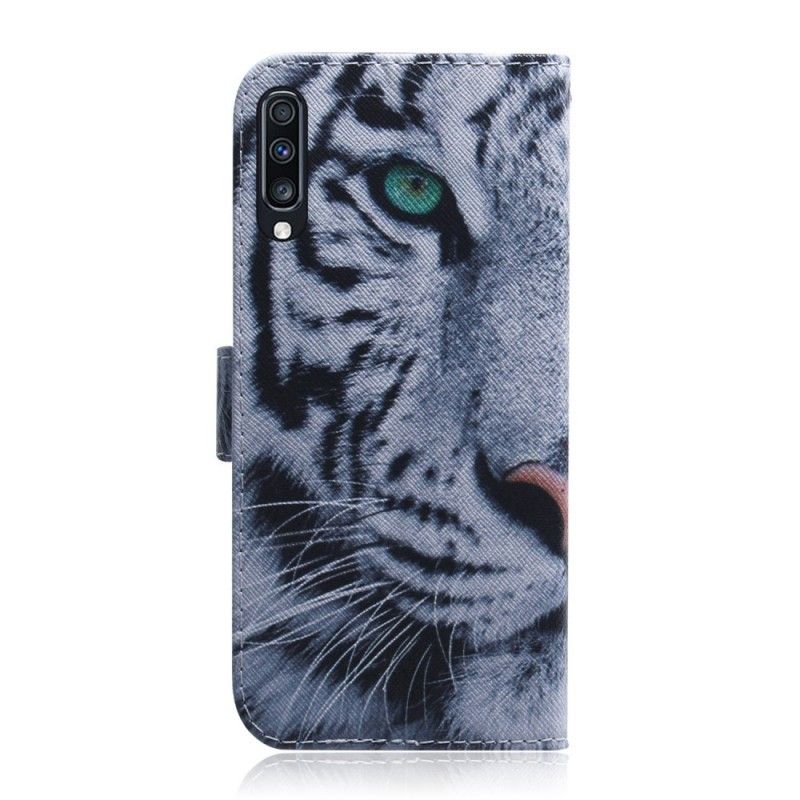 Läderfodral Samsung Galaxy A70 Mobilskal Tiger Ansikte