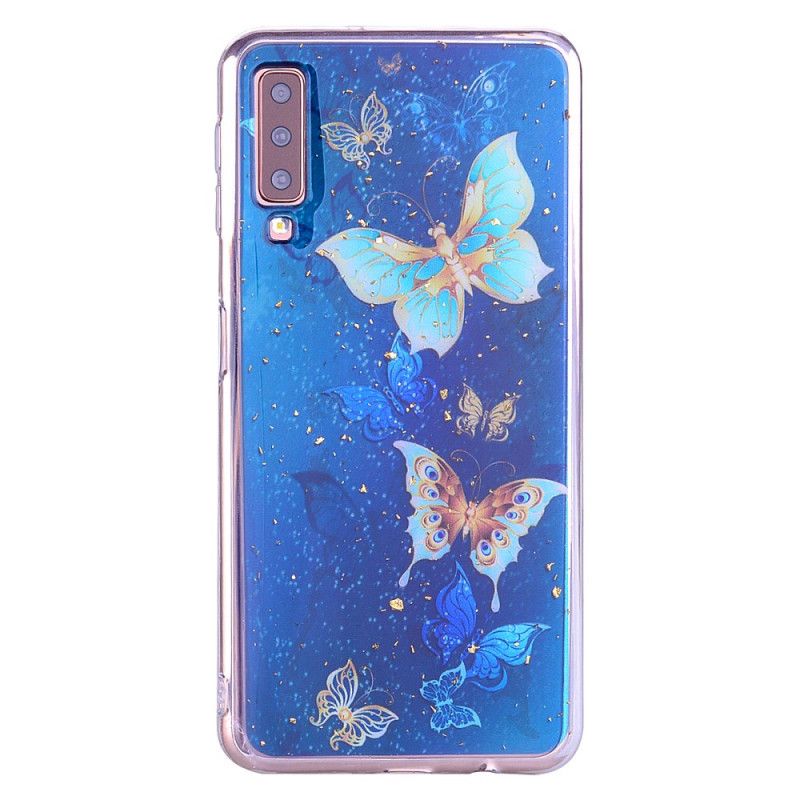 Skal för Samsung Galaxy A70 Fjärilar Och Glitter