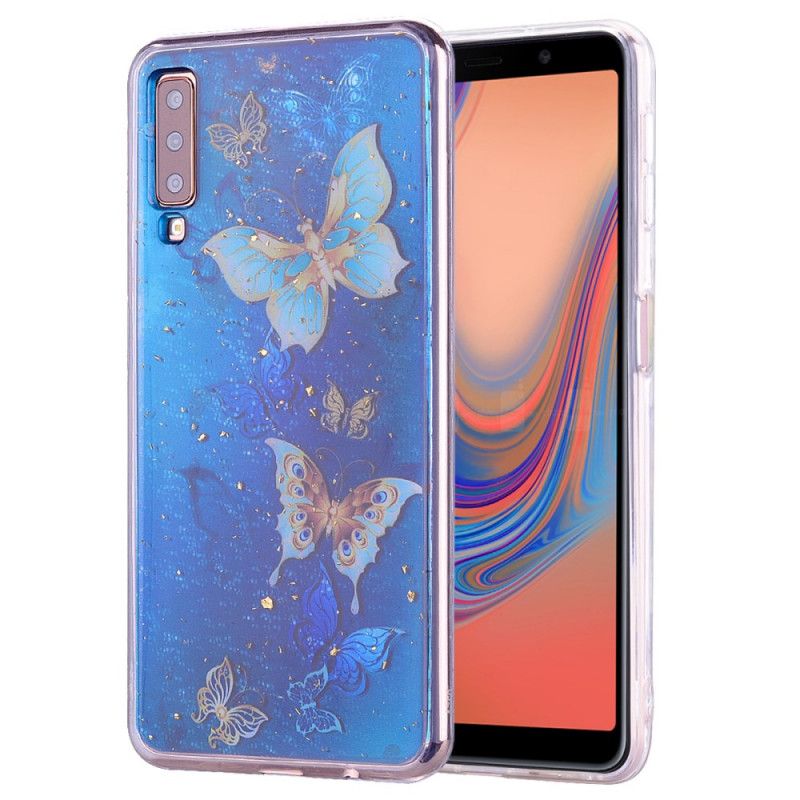 Skal för Samsung Galaxy A70 Fjärilar Och Glitter