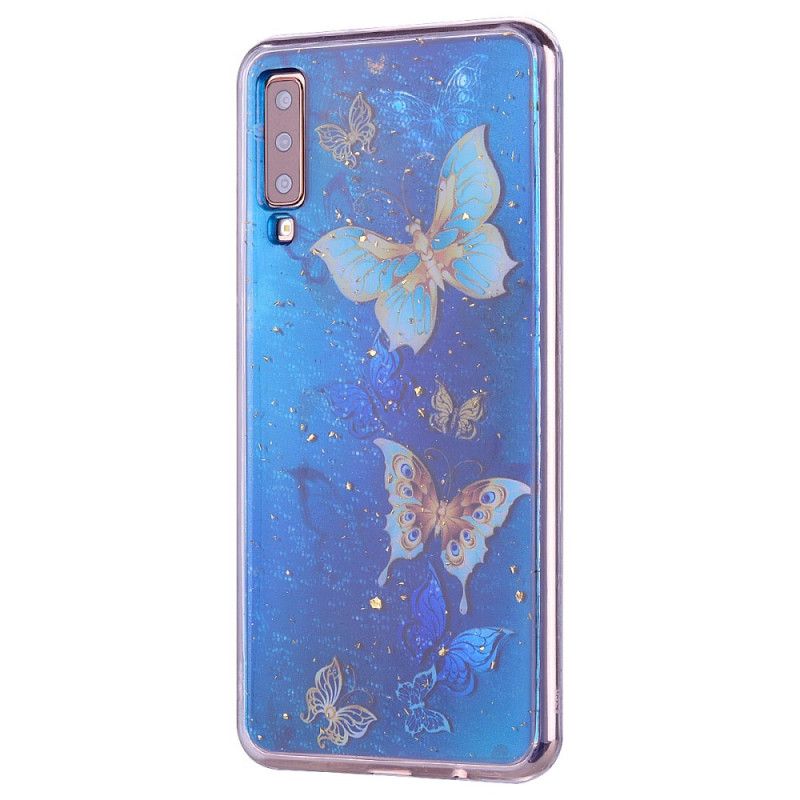 Skal för Samsung Galaxy A70 Fjärilar Och Glitter