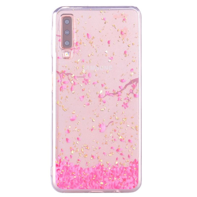 Skal för Samsung Galaxy A70 Kronblad Och Glitter