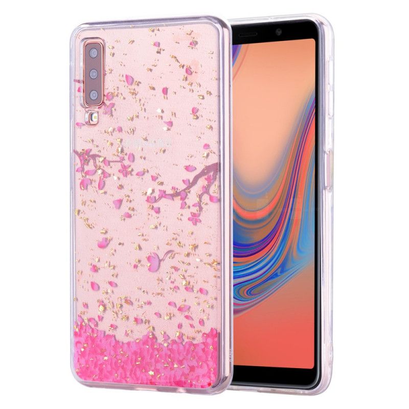 Skal för Samsung Galaxy A70 Kronblad Och Glitter