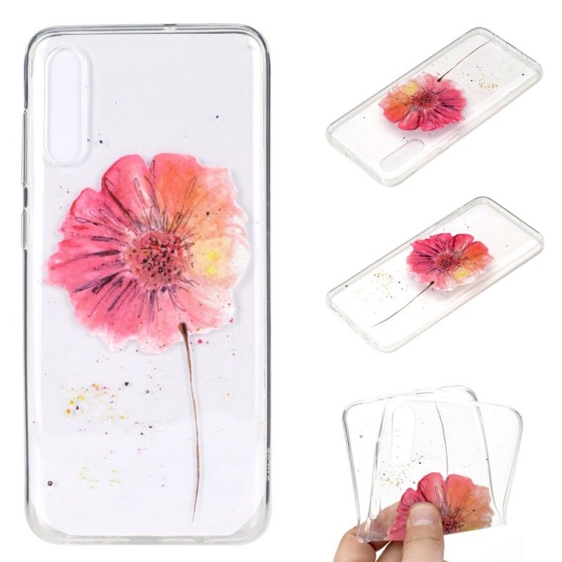 Skal för Samsung Galaxy A70 Transparent Vattenfärg Vallmo