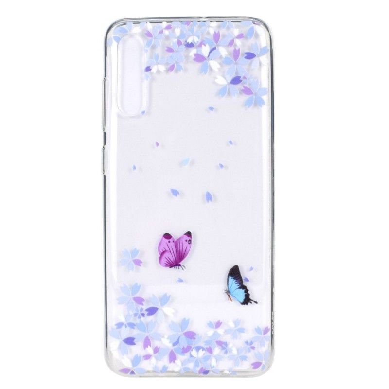 Skal Samsung Galaxy A70 Genomskinliga Fjärilar Och Blommor