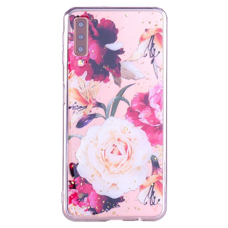 Skal Samsung Galaxy A70 Mobilskal Blommor Och Glitter