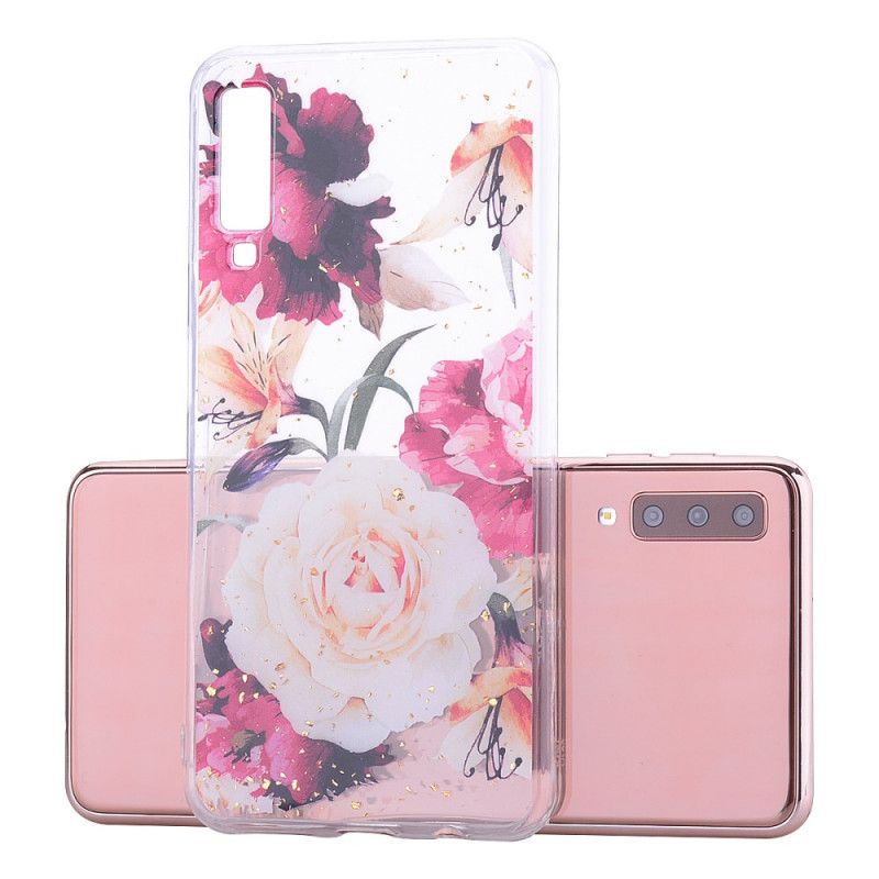 Skal Samsung Galaxy A70 Mobilskal Blommor Och Glitter