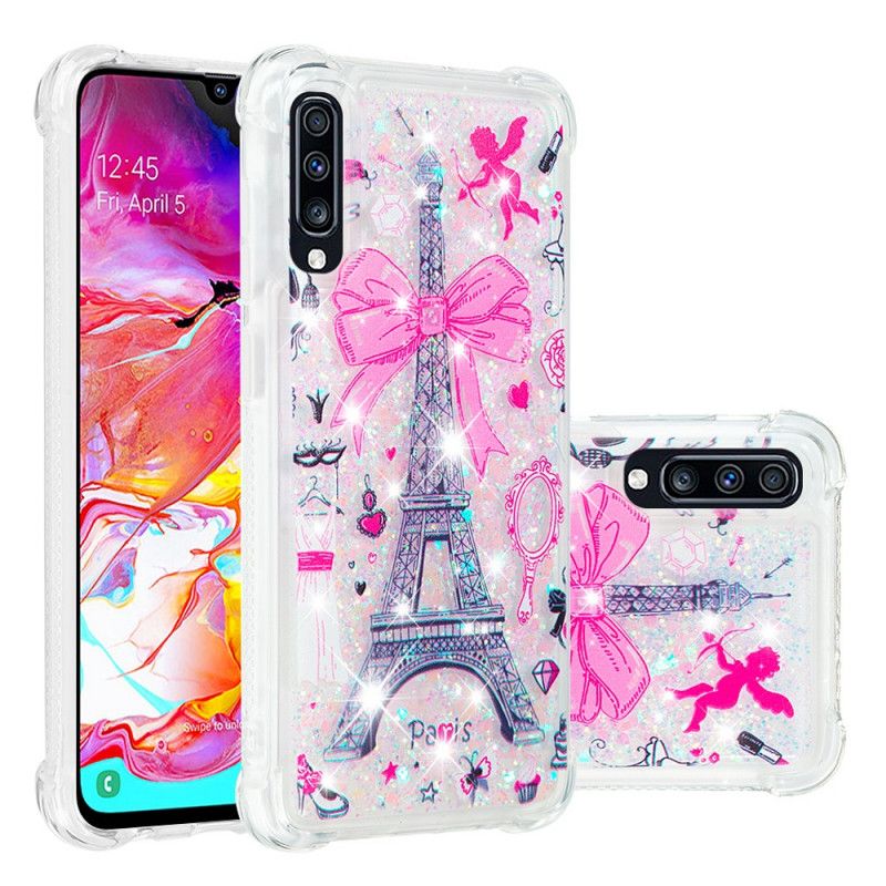 Skal Samsung Galaxy A70 Mobilskal Eiffeltornets Glitter