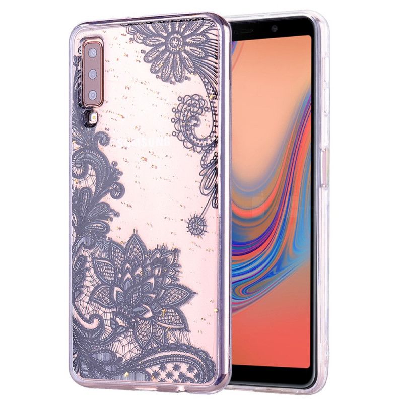 Skal Samsung Galaxy A70 Spets- Och Paljettblommor