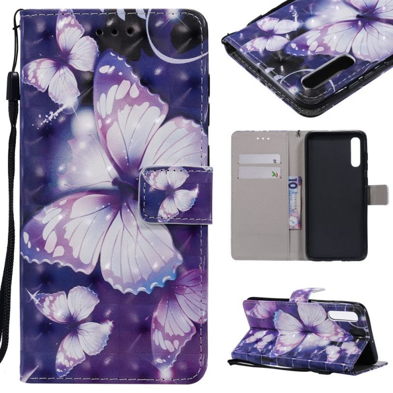 Skyddsfodral Samsung Galaxy A70 Rosa Färgglada Remfjärilar