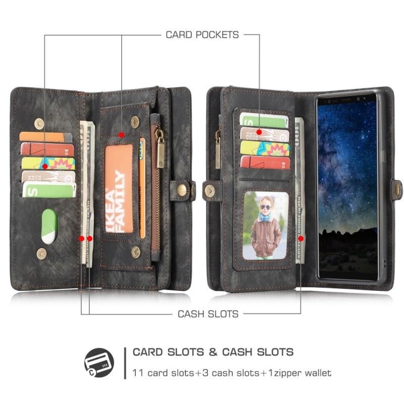 Fodral för Samsung Galaxy Note 9 Svart Vintage Läder Caseme