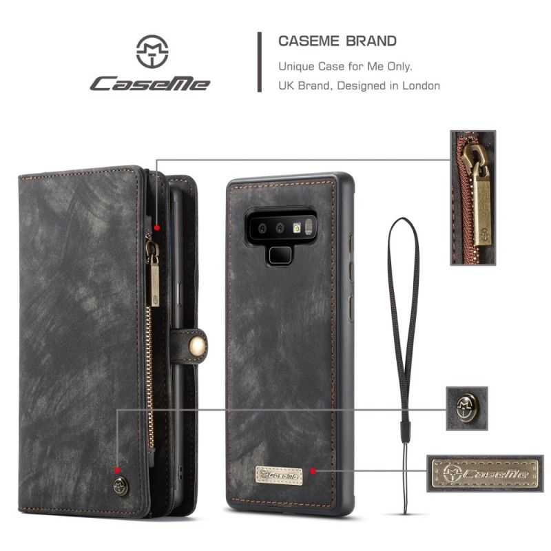 Fodral för Samsung Galaxy Note 9 Svart Vintage Läder Caseme