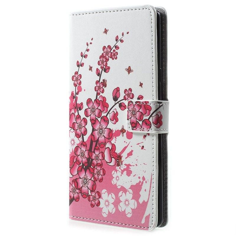 Fodral Samsung Galaxy Note 9 Magenta Tropiska Blommor