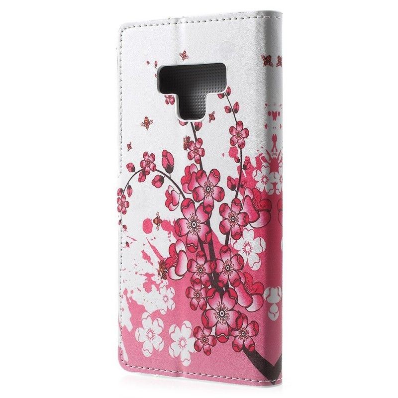 Fodral Samsung Galaxy Note 9 Magenta Tropiska Blommor