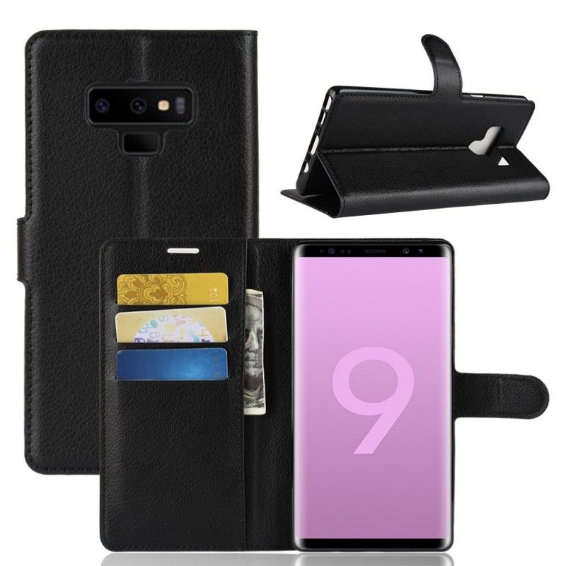 Fodral Samsung Galaxy Note 9 Svart Retro Litchi