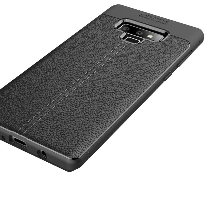 Skal för Samsung Galaxy Note 9 Svart Lychéläder Med Dubbla Linjer
