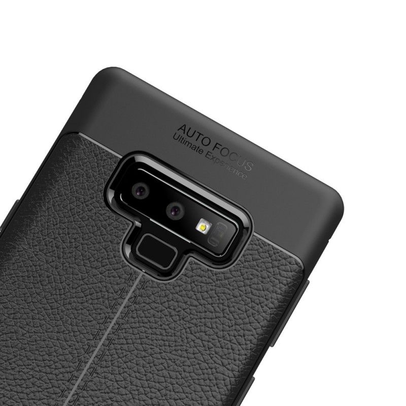 Skal för Samsung Galaxy Note 9 Svart Lychéläder Med Dubbla Linjer