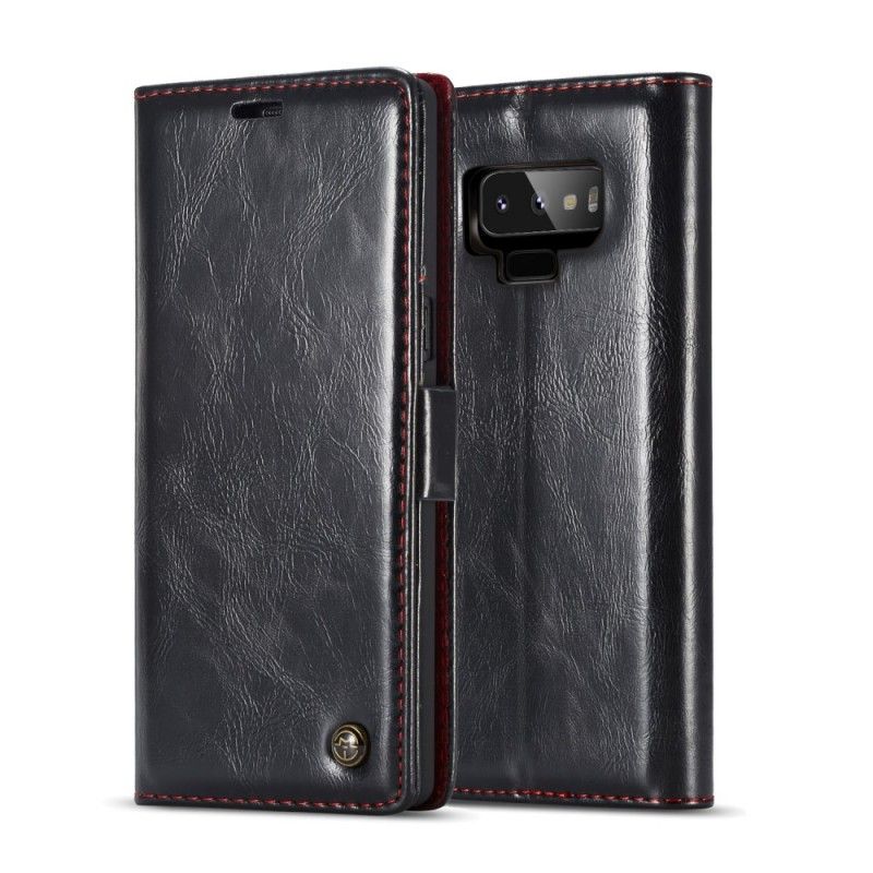 Skyddsfodral Samsung Galaxy Note 9 Svart Vaxat Lädereffekt Caseme