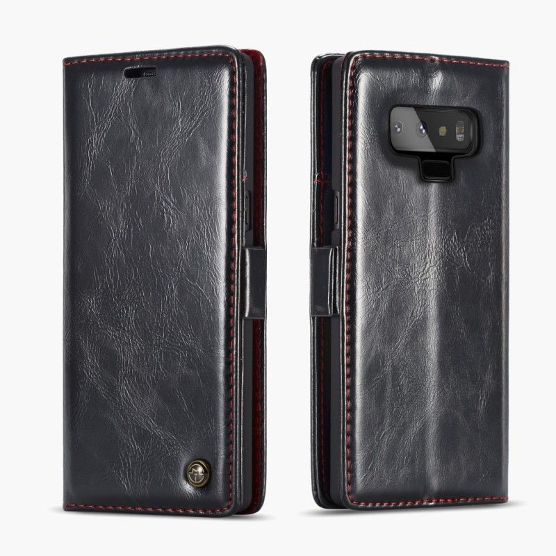 Skyddsfodral Samsung Galaxy Note 9 Svart Vaxat Lädereffekt Caseme