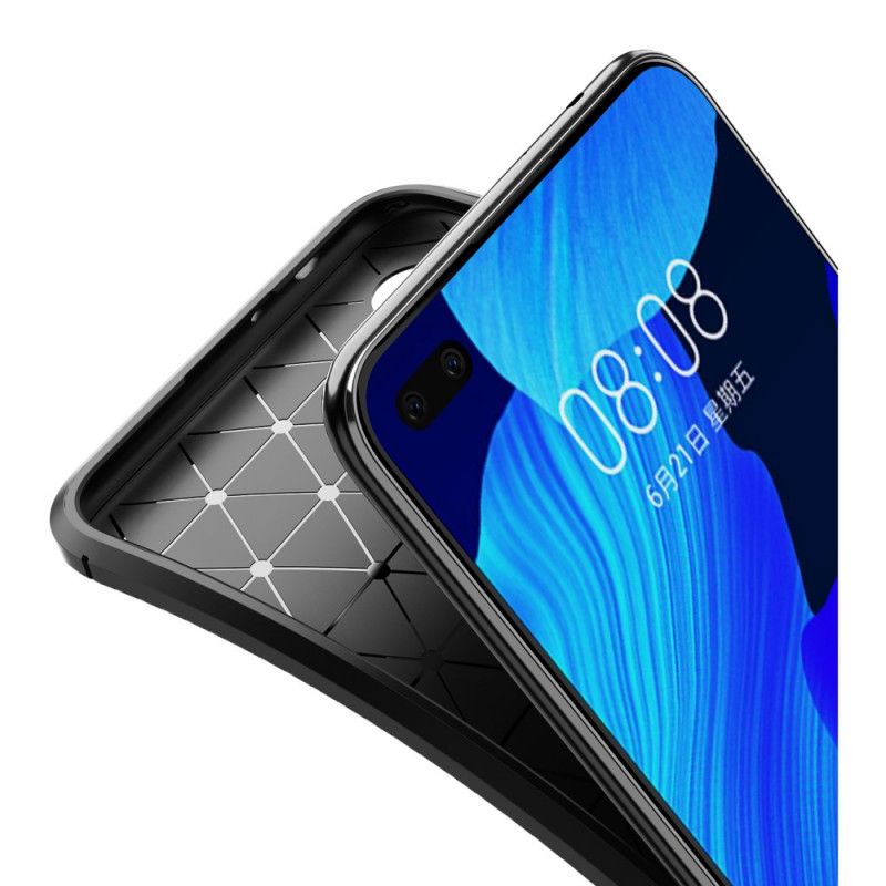 Skal Huawei Nova 6 Svart Flexibel Kolfiberstruktur