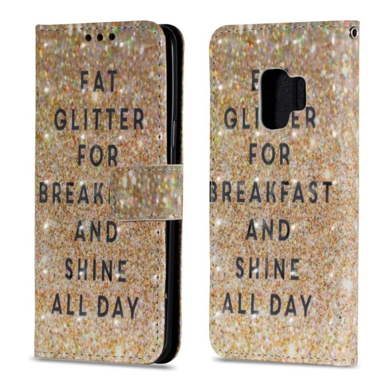 Läderfodral Samsung Galaxy S9 Mobilskal Äta Glitter