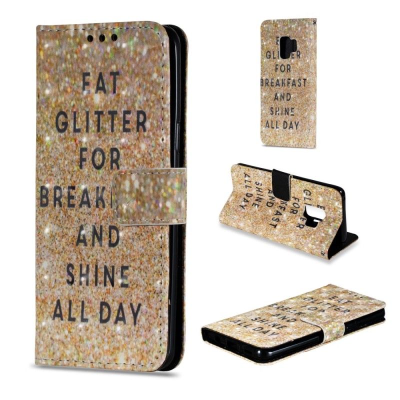 Läderfodral Samsung Galaxy S9 Mobilskal Äta Glitter